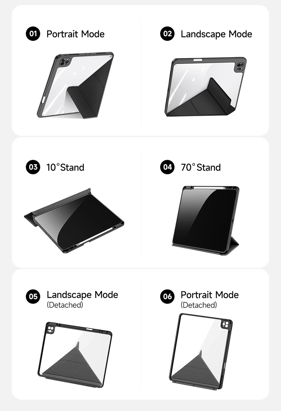 Dux Ducis Pour Ipad Pro 12.9 (2022) / (2021) / (2020) / (2018) Magi Protective Case Détachable 2-en-1 Cuir + pc + Tpu Auto Wake / Couvercle de Comprimé Anti-décompte Avec Support en v - Rose