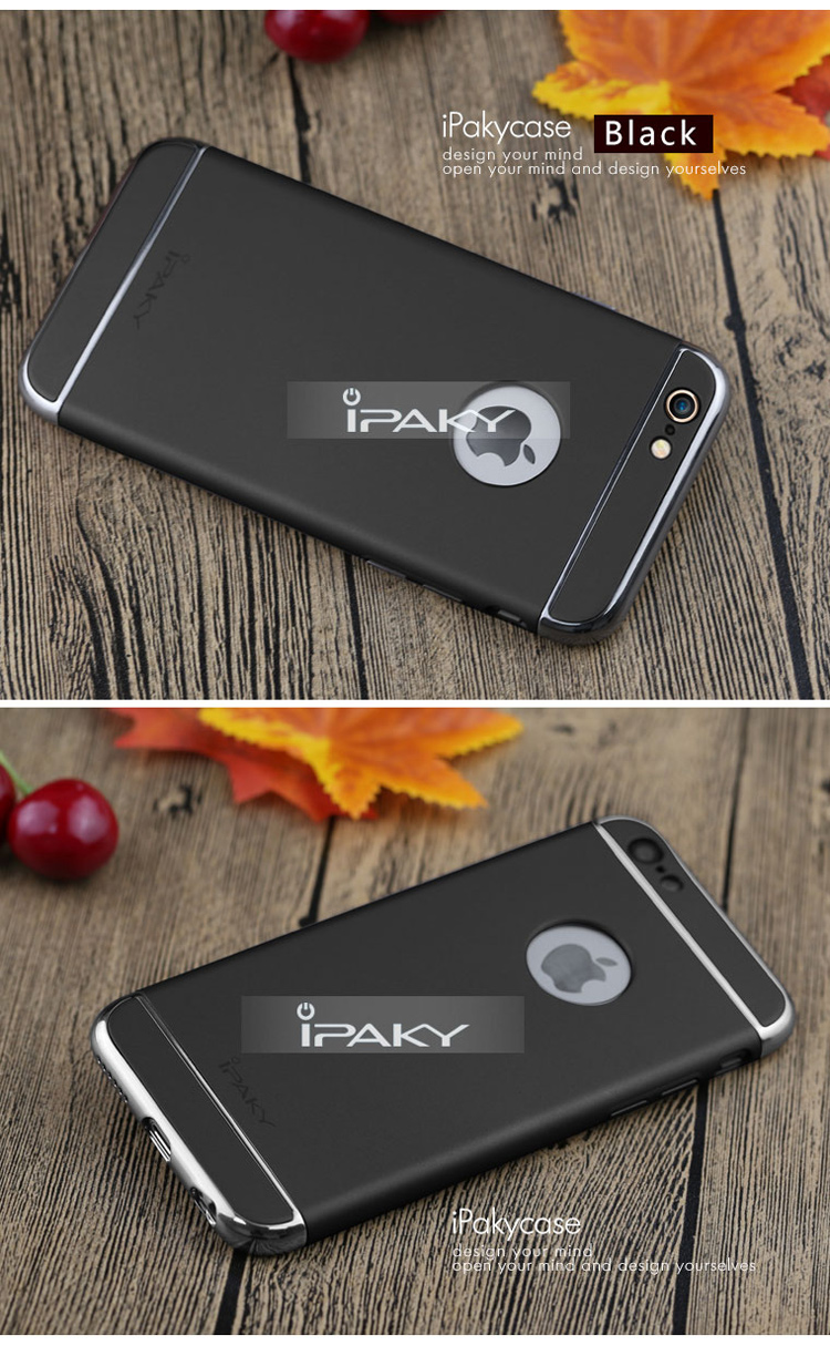 IPAKY 3-in-1 Plated PC Hard Phone Case for iPhone 6 Plus / 6S Plus - Black-2