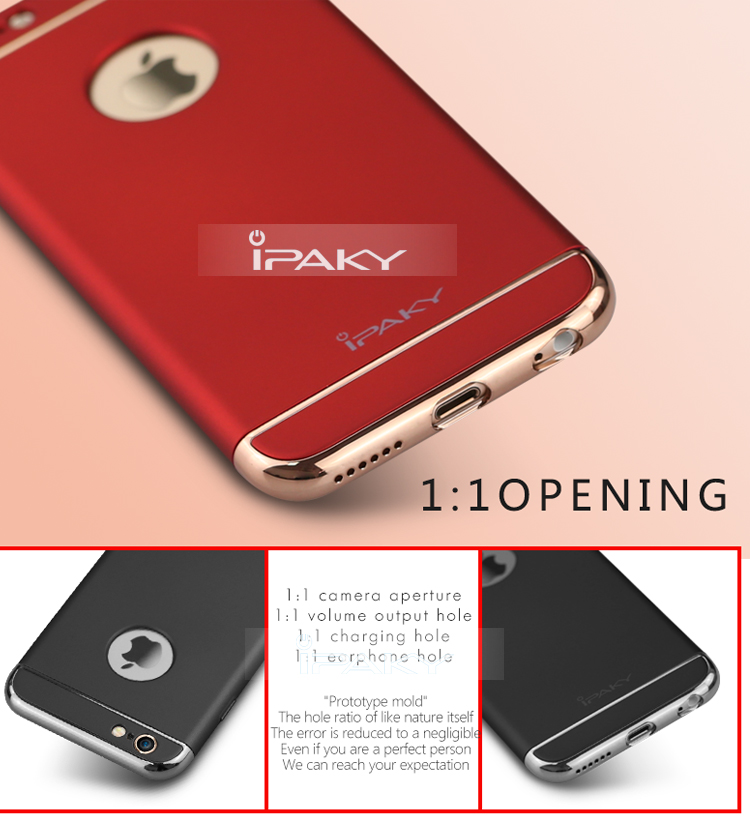 IPAKY 3-in-1 Plated PC Hard Phone Case for iPhone 6 Plus / 6S Plus - Black-5
