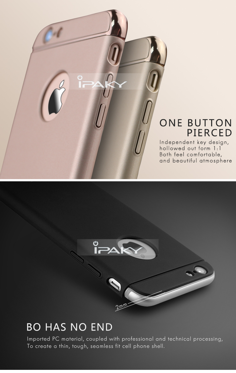 IPAKY 3-in-1 Plated PC Hard Phone Case for iPhone 6 Plus / 6S Plus - Black-7