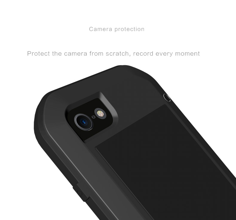 Amo Mei Poderoso Metal à Prova de Choque+silicone+protetor de Telefone do Telefone de Vidro Temperado Para Iphone SE (2020)/SE (2022)/8/7 de 4,7 Polegadas - Branco