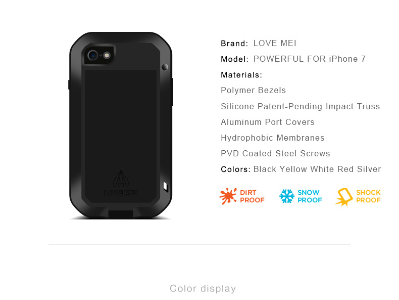 Amo Mei Poderoso Metal à Prova de Choque+silicone+protetor de Telefone do Telefone de Vidro Temperado Para Iphone SE (2020)/SE (2022)/8/7 de 4,7 Polegadas - Branco