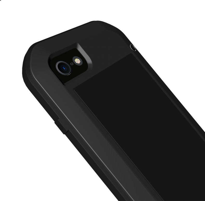 Amo Mei Poderoso Metal à Prova de Choque+silicone+protetor de Telefone do Telefone de Vidro Temperado Para Iphone SE (2020)/SE (2022)/8/7 de 4,7 Polegadas - Branco