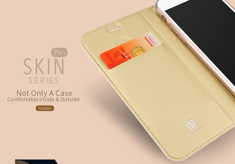 Dux Ducis Skin Pro Series Для Iphone 7/8/SE (2020)/SE (2022) Business Leather Stand Mobile с Держателем Карты - Золото