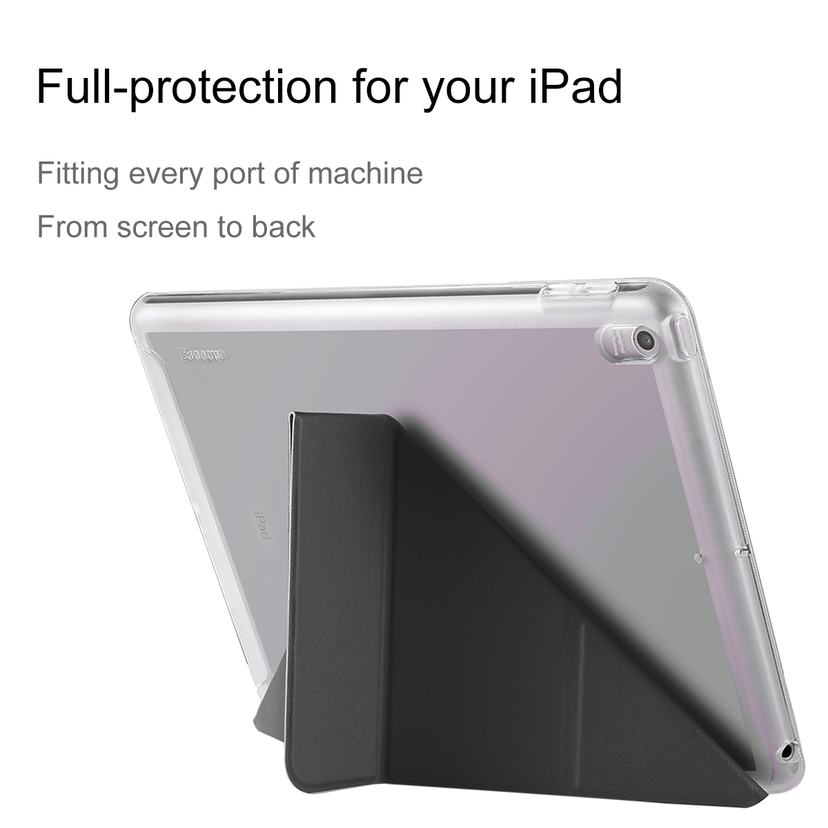 BASEUS Y-type Tri-fold Stand Origami Leather Smart Cover for iPad Pro 10.5-inch - Black-4