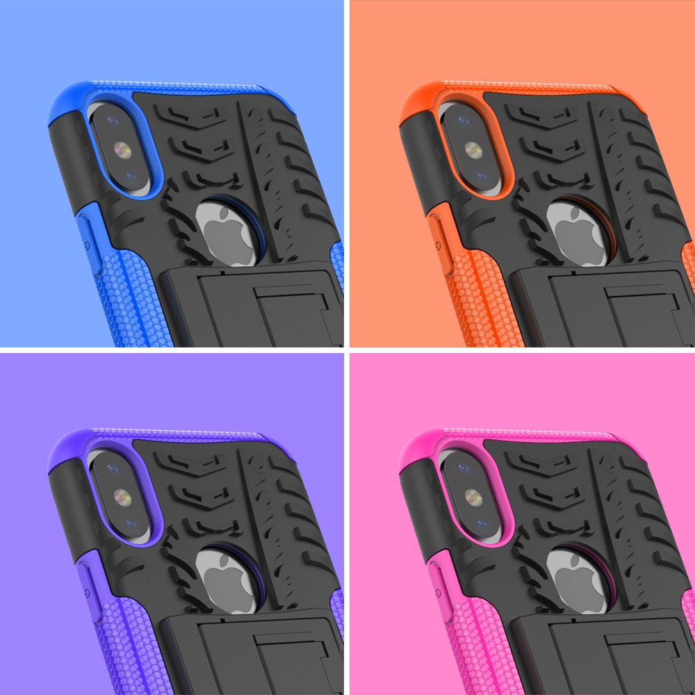 2-в-1 Шаблон Шин Kickstand PC + TPU Hybrid Phone Accessy Accessy Accessy Cover Для Iphone X/XS 5,8 Дюйма - Зеленый