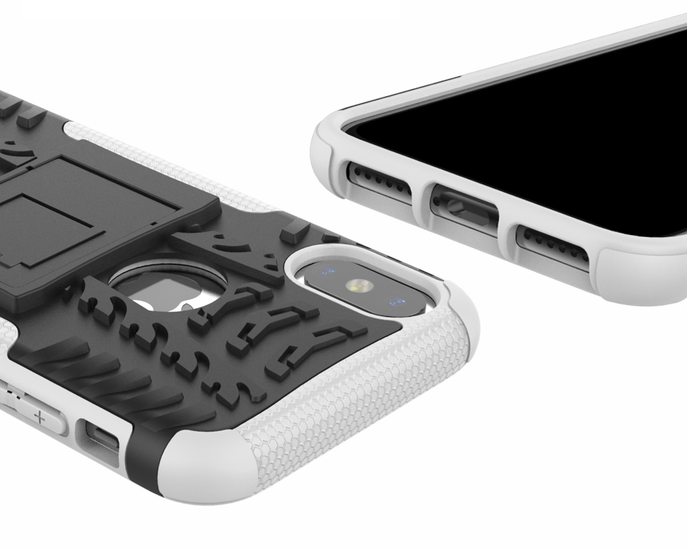 2-in-1-reifenmuster Kickstand PC + TPU Hybrid-telefonzubehör Für Iphone X/XS 5,8 Zoll - Grün