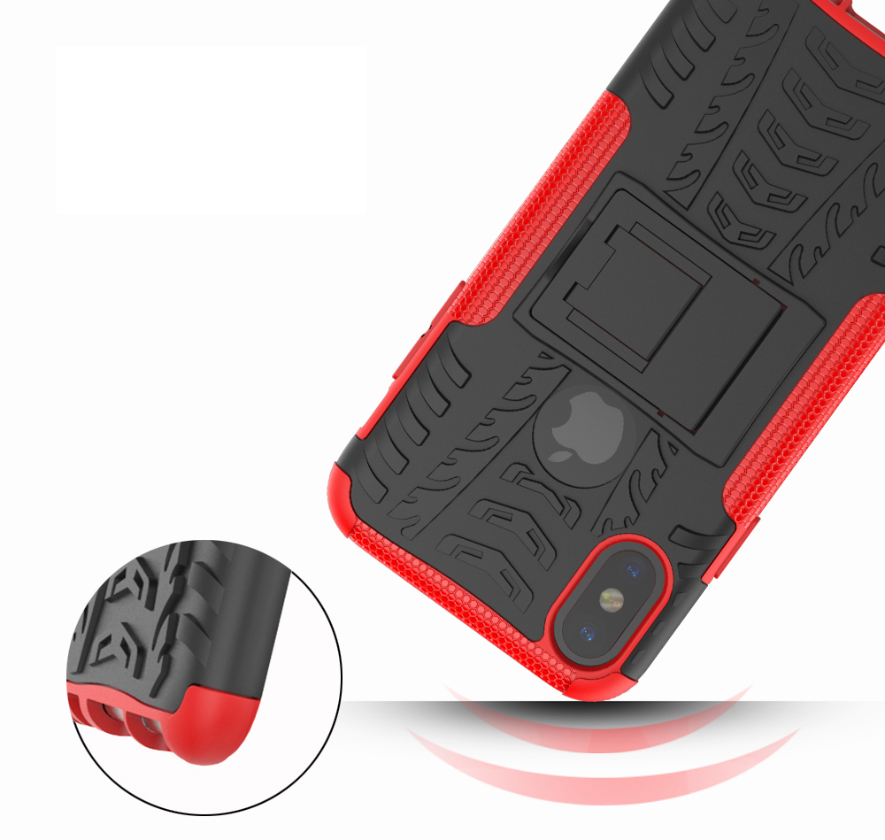 2-в-1 Шаблон Шин Kickstand PC + TPU Hybrid Phone Accessy Accessy Accessy Cover Для Iphone X/XS 5,8 Дюйма - Зеленый