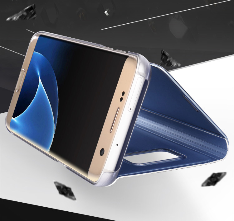 Information Ansicht Überzogene Spiegelfläche Leder Mobiltelefonkasten Für Samsung Galaxy S7 Rand SM-G935 - Rosengold.