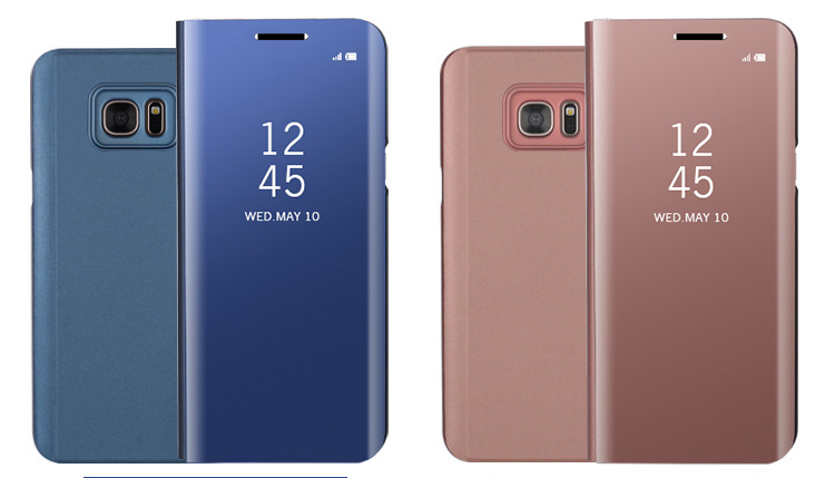 Informazioni Visualizza La Custodia Per Cellulare In Pelle Di Superficie A Specchio Placcato Per Samsung Galaxy S7 Edge SM-G935 - Oro Rosa