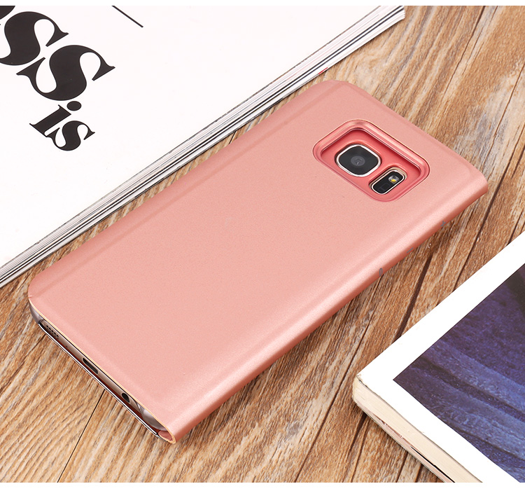 Informazioni Visualizza La Custodia Per Cellulare In Pelle Di Superficie A Specchio Placcato Per Samsung Galaxy S7 Edge SM-G935 - Oro Rosa