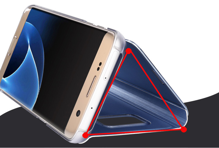 Für Das Samsung Galaxy S7 SM-G930 Ansicht Informationen Zur Platted Spiegeloberfläche Leder Leder Mobiltelefon Shell Anti-drop-schutz - Gold