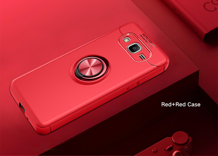 Magnetischer Fingerring Kickstand TPU Mobiltelefon Hülle Für Samsung Galaxy Galaxy J2 Prime / Grand Prime Plus / Grand Prime (2016) - Rot