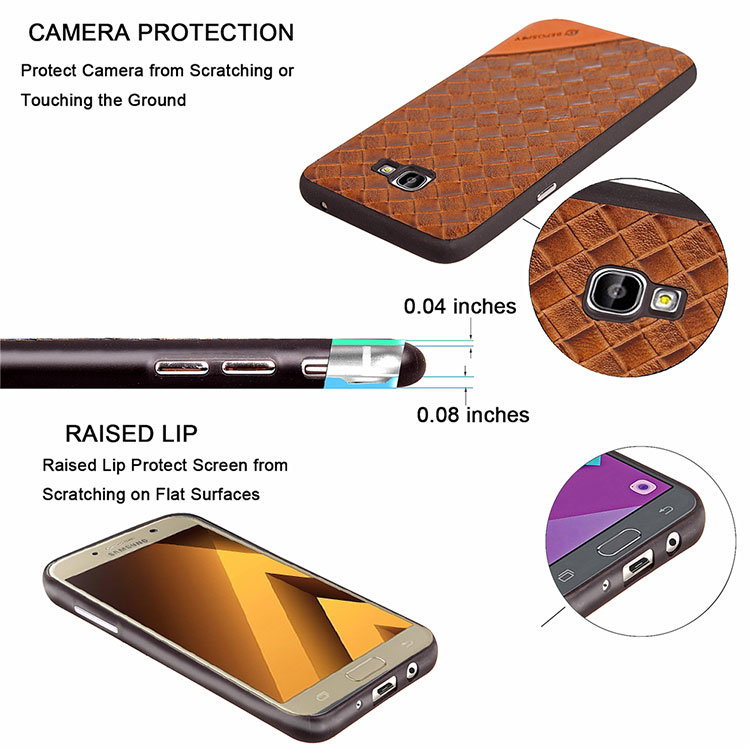 Matte Woven Texture Leather Coated TPU Case for Samsung Galaxy A7 (2017) SM-A720 - Black-10