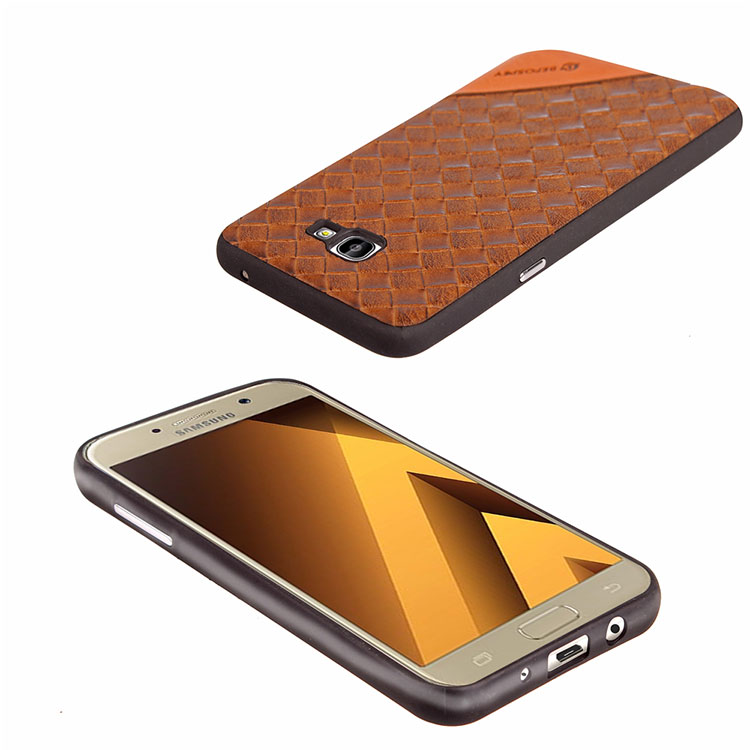 Matte Woven Texture Leather Coated TPU Case for Samsung Galaxy A7 (2017) SM-A720 - Black-17