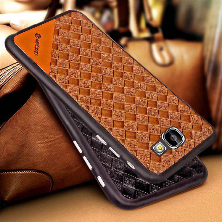 Matte Woven Texture Leather Coated TPU Case for Samsung Galaxy A7 (2017) SM-A720 - Black-2