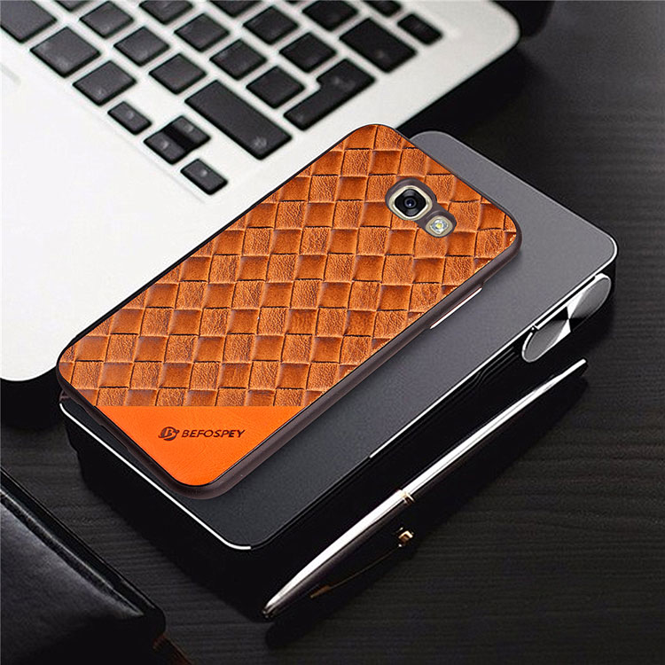 Matte Woven Texture Leather Coated TPU Case for Samsung Galaxy A7 (2017) SM-A720 - Black-3