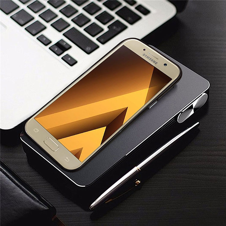 Matte Woven Texture Leather Coated TPU Case for Samsung Galaxy A7 (2017) SM-A720 - Black-4