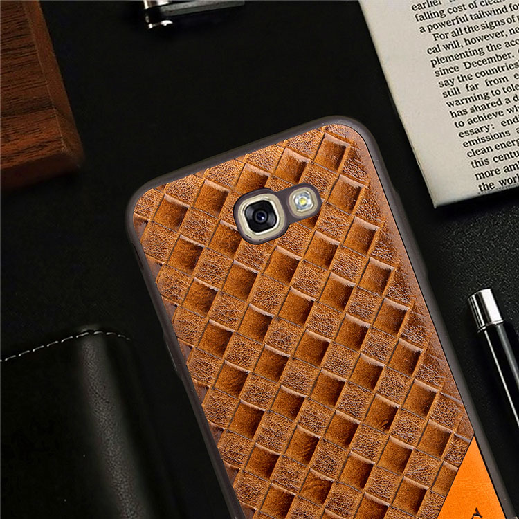 Matte Woven Texture Leather Coated TPU Case for Samsung Galaxy A7 (2017) SM-A720 - Black-5