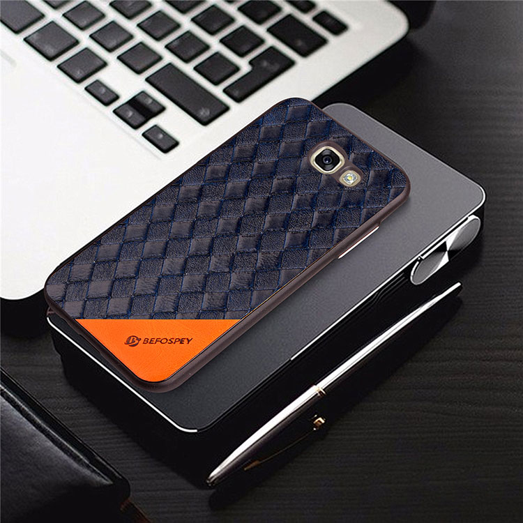 Matte Woven Texture Leather Coated TPU Case for Samsung Galaxy A7 (2017) SM-A720 - Black-6