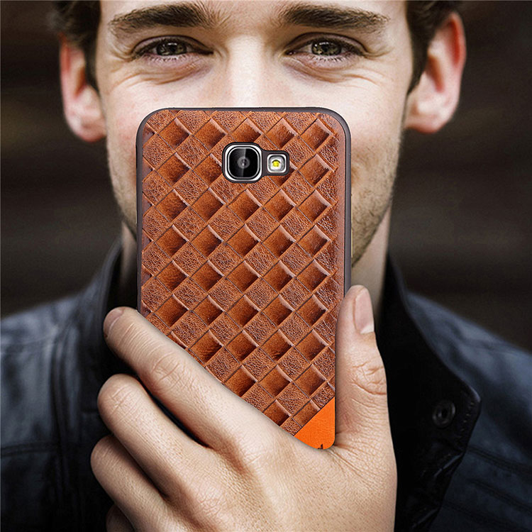 Matte Woven Texture Leather Coated TPU Case for Samsung Galaxy A7 (2017) SM-A720 - Black-8