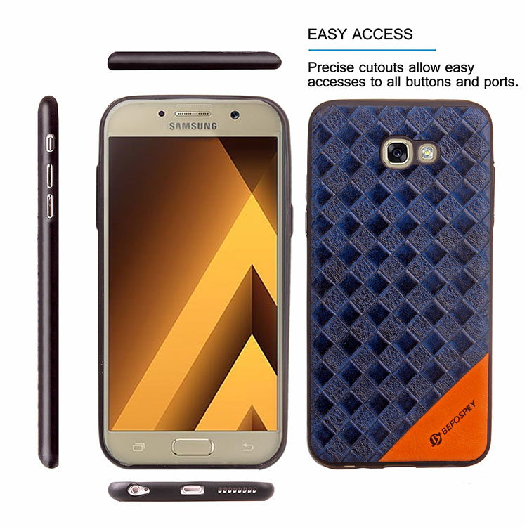 Matte Woven Texture Leather Coated TPU Case for Samsung Galaxy A7 (2017) SM-A720 - Black-9