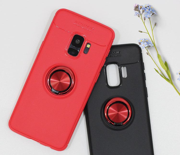 Copertina Posteriore TPU Per Kickstand Per Dito Per Samsung Galaxy S9 SM-G960 (tela in Metallo Incorporato) - Rosso