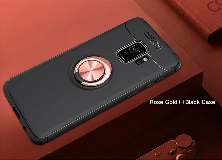 Fingerring Kickstand TPU Rückabdeckung Für Samsung Galaxy S9 SM-G960 (eingebaute Metallblech) - Rot