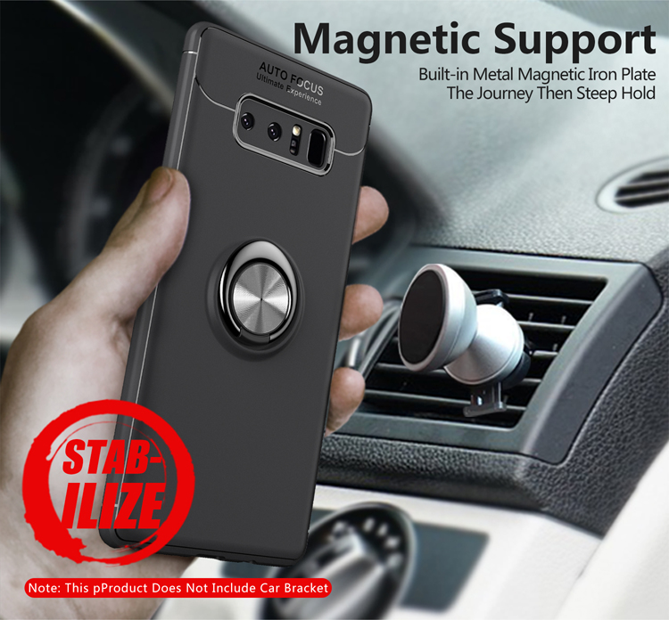 Magnetischer Fingerring Kickstand TPU Back -hülle Für Samsung Galaxy Note 8 N950 - Schwarz / Grau