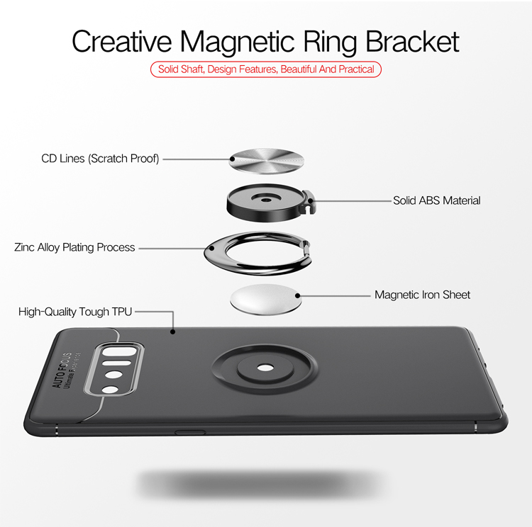 Magnetischer Fingerring Kickstand TPU Back -hülle Für Samsung Galaxy Note 8 N950 - Schwarz / Grau