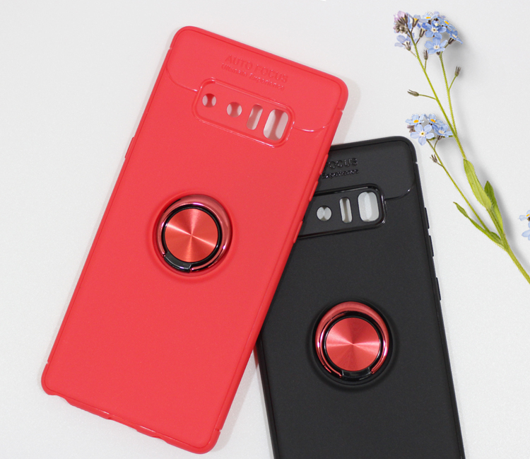 Magnetic Dedo Anillo TPU Back Case Con Kickstand Para Samsung Galaxy Note 8 N950 - Rojo