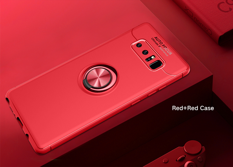 Caixa Traseira do Anel de Dedo Magnético Com Kickstand Para Samsung Galaxy Note 8 N950 - Vermelho