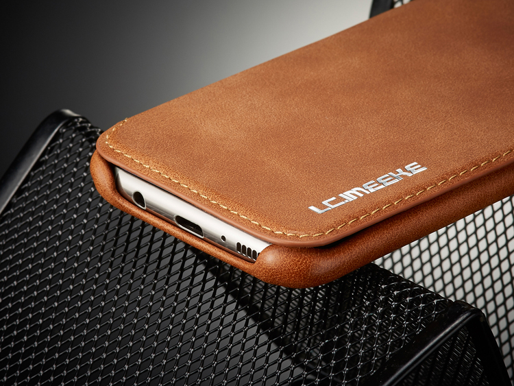 Lc. Imeeke Retro Style Leather Card Держатель Case Phone Shell Для Samsung Galaxy S8 SM-G950 - Кофе