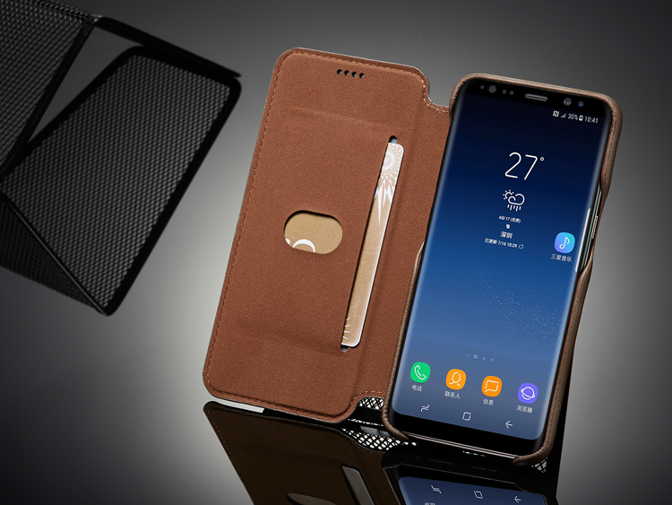 Lc. Supporto Per Carta in Pelle in Stile Retrò Imeeke Shok Per Samsung Galaxy Si8 SM-G950 - Caffè