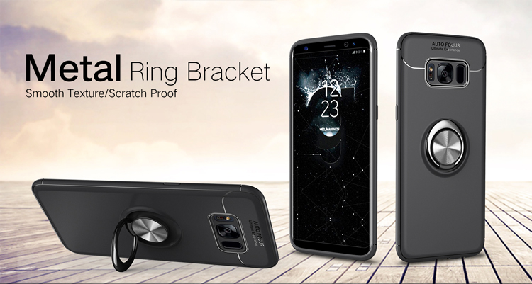 Magnetischer Fingerring -kickstand TPU -telefonfall Für Samsung Galaxy S8 G950 - Schwarz