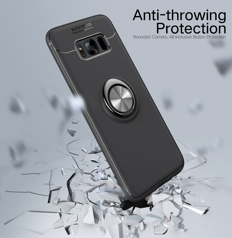 Magnetischer Fingerring -kickstand TPU -telefonfall Für Samsung Galaxy S8 G950 - Schwarz