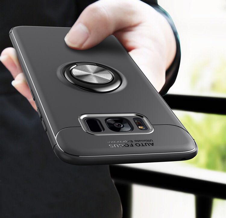 Magnetischer Fingerring -kickstand TPU -telefonfall Für Samsung Galaxy S8 G950 - Schwarz