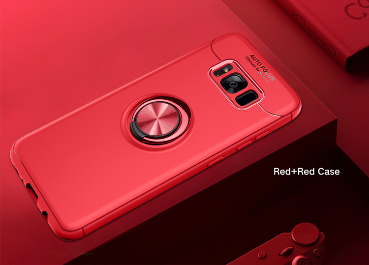 Anel de Dedo Magnético Cover TPU TPU Para Samsung Galaxy S8 G950 - Vermelho