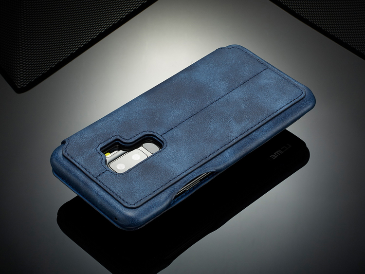 Lc. Imeeke Für Samsung Galaxy S9+ G965 Vintage Style Leder -kartenhalter -schutzhülle Mit Ständer - Blau