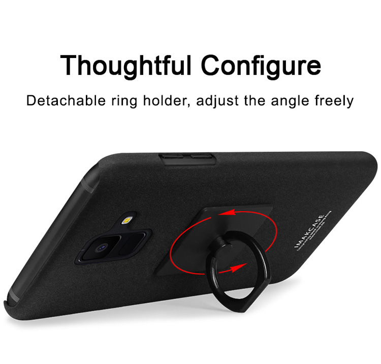 IMAK Cowboy Shell PC Case Com Suporte Para Anel + Filme de Tela Para Samsung Galaxy A6 (2018) - Preto Fosco