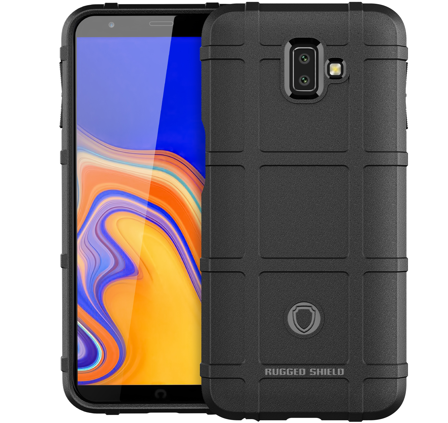 Textura de Cuadrícula Cuadrada Anti-shock Case de Accesorios de TPU Suave Para Samsung Galaxy J6 Plus - Azul Oscuro