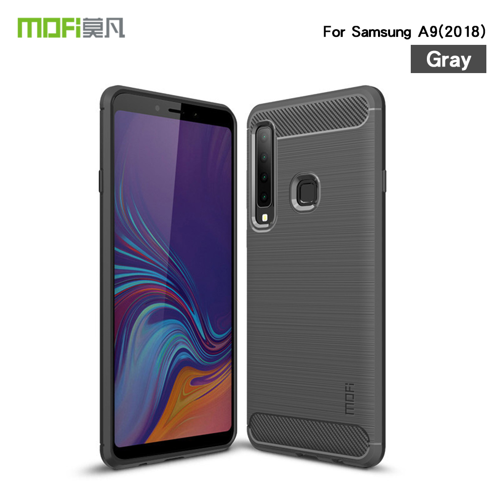 Mofi Carbonfaser Textur Gebürstet TPU -fall Für Samsung Galaxy A9 (2018) / A9 Star Pro / A9s - Schwarz