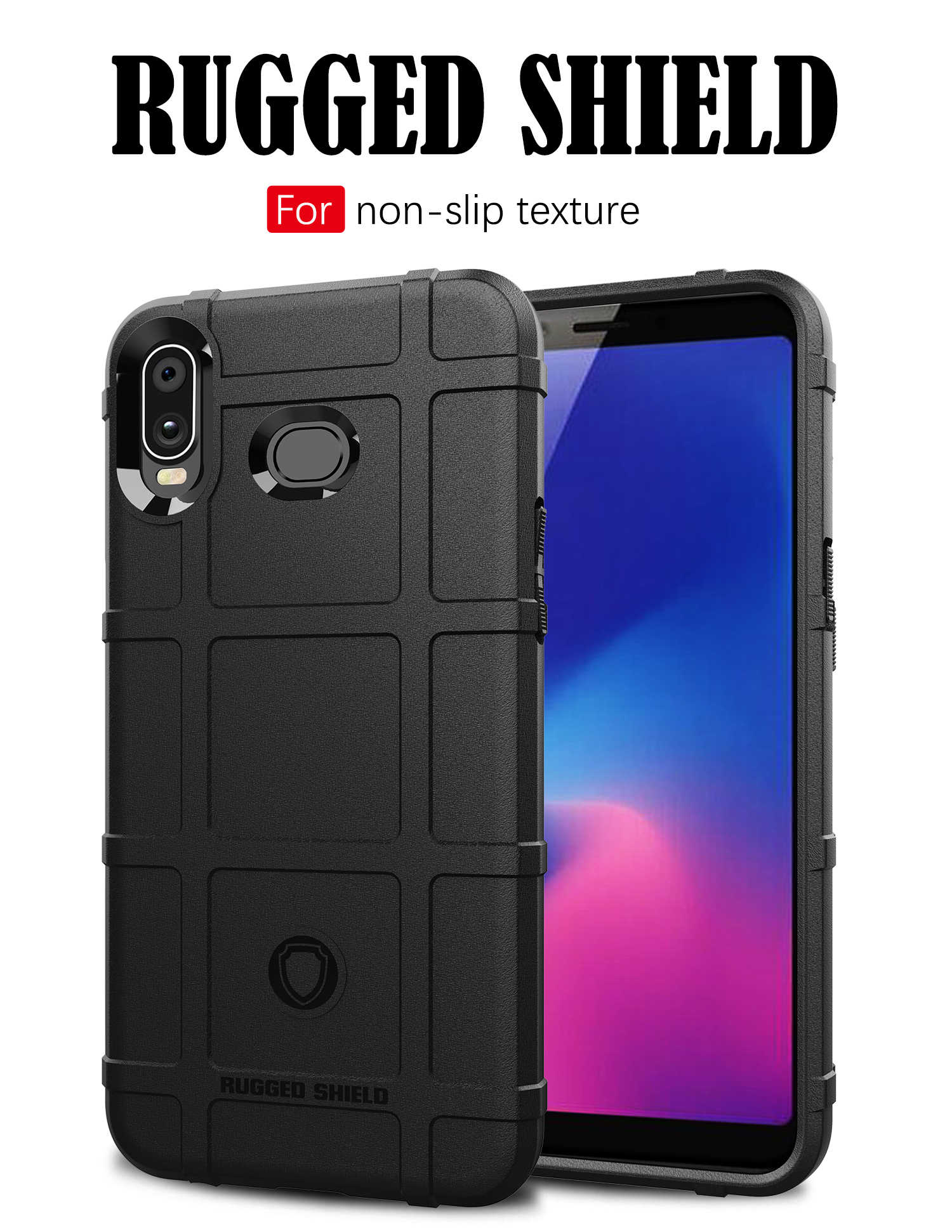 Anti-shock Square Grid Texture Soft TPU Phone Casing for Samsung Galaxy A6s - Black-1