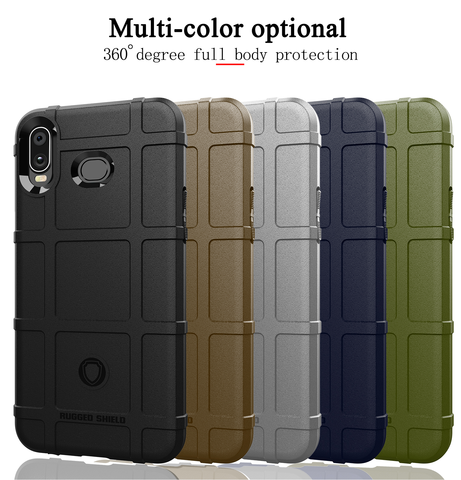 Anti-shock Square Grid Texture Soft TPU Phone Casing for Samsung Galaxy A6s - Black-2