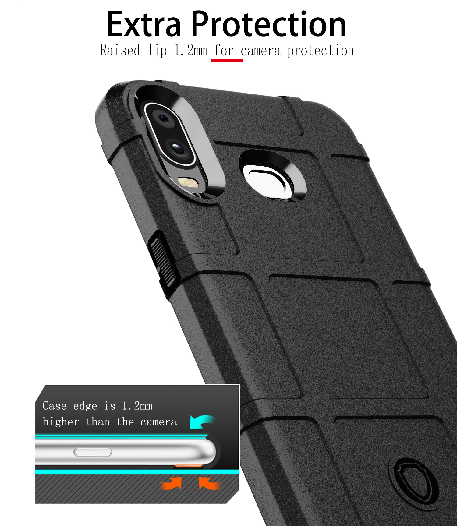 Anti-shock Square Grid Texture Soft TPU Phone Casing for Samsung Galaxy A6s - Black-3