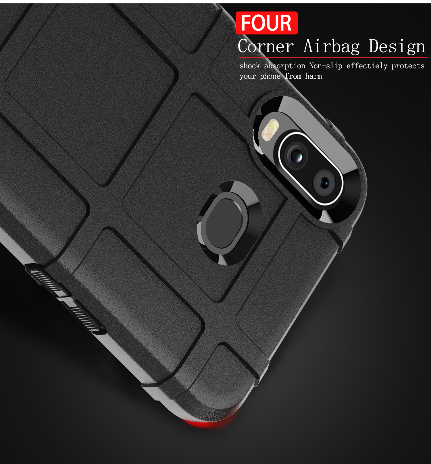 Anti-shock Square Grid Texture Soft TPU Phone Casing for Samsung Galaxy A6s - Black-5