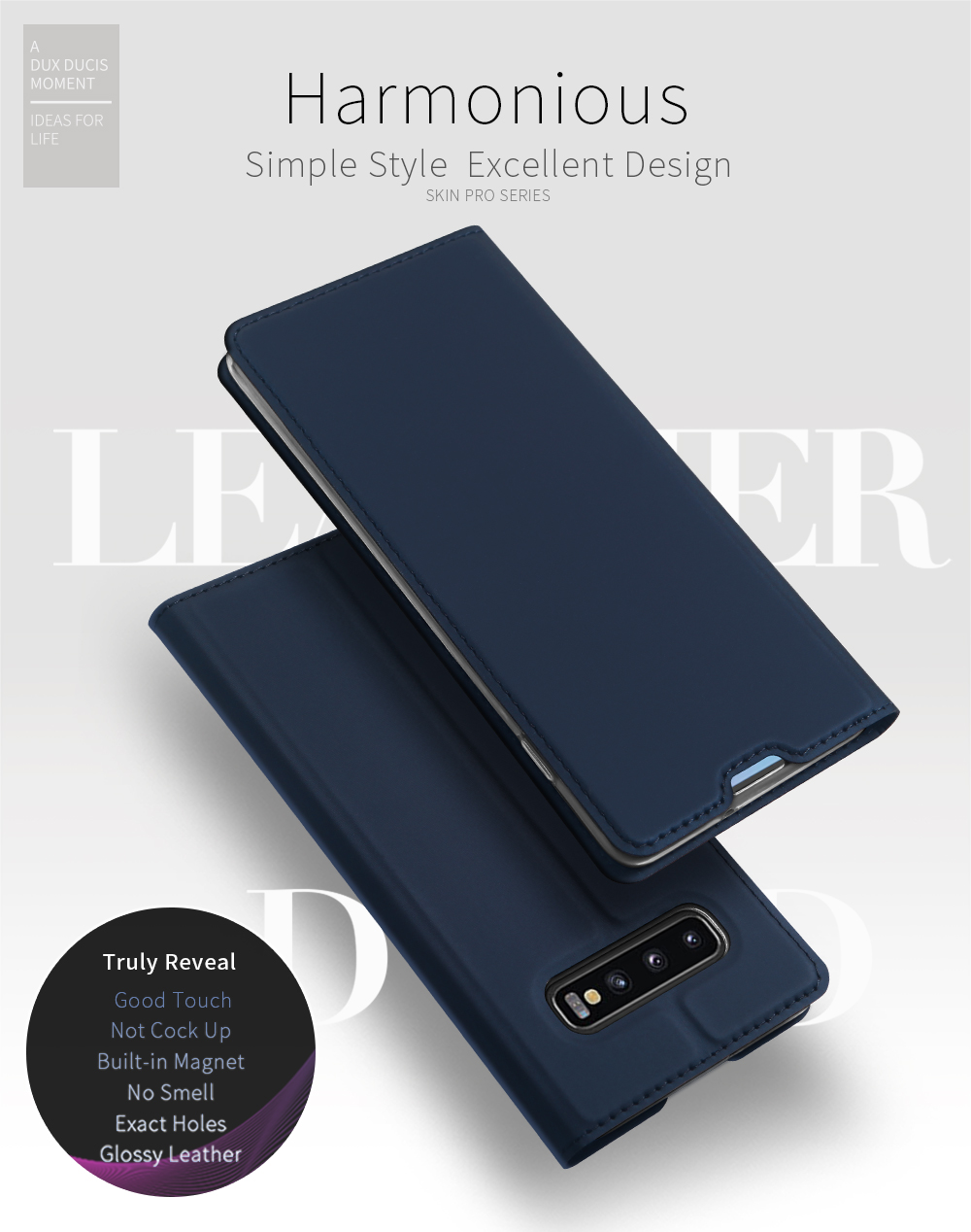 Dux Ducis Skin Pro Series Per Samsung Galaxy S10 Plus PU Porta Del Supporto Per Schede in Pelle Con Supporto - Nero