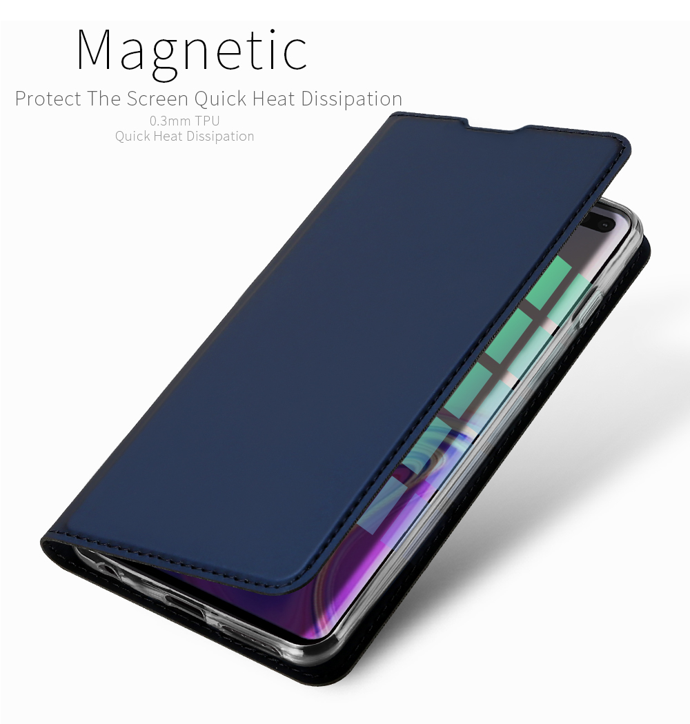 Dux Ducis Skin Pro -serie Für Samsung Galaxy S10 Plus PU Lederkartenhalter -telefongehäuse Mit Ständer - Schwarz