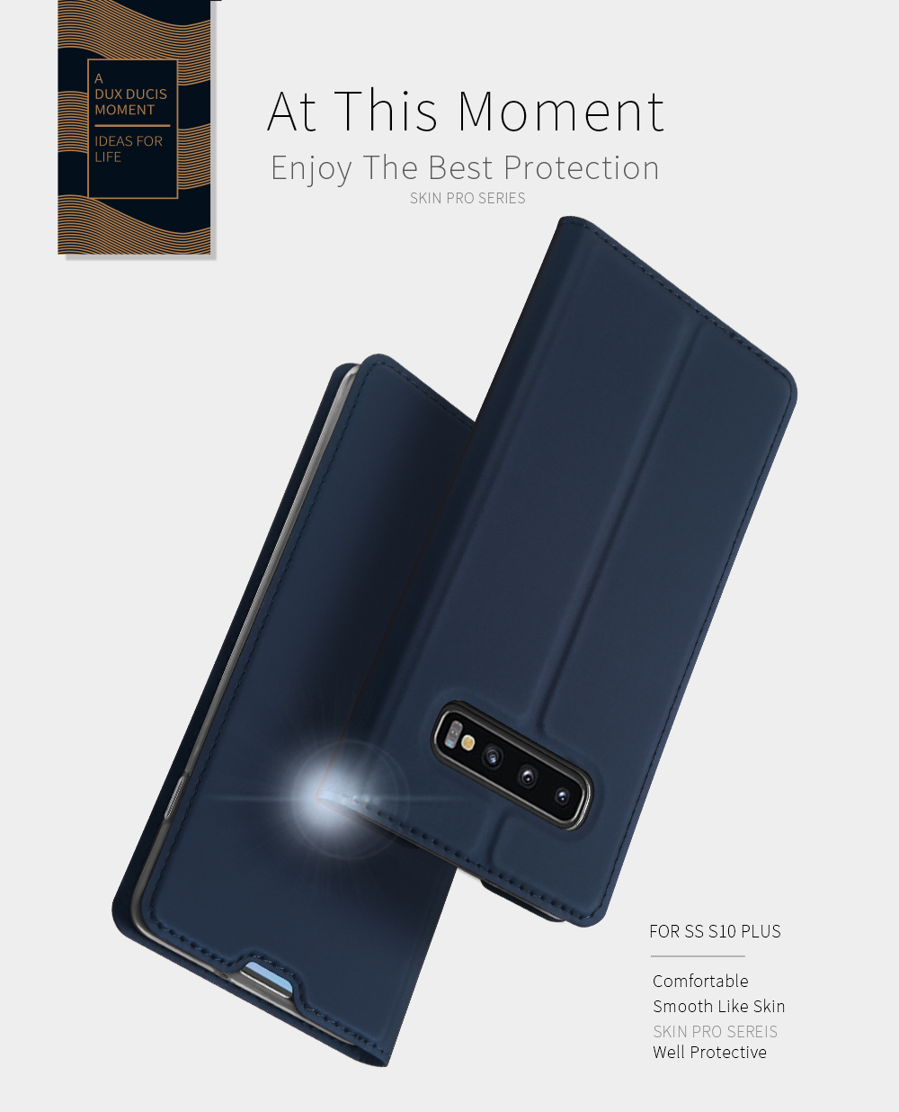 Dux Ducis Skin Pro Series Per Samsung Galaxy S10 Plus PU Porta Del Supporto Per Schede in Pelle Con Supporto - Nero