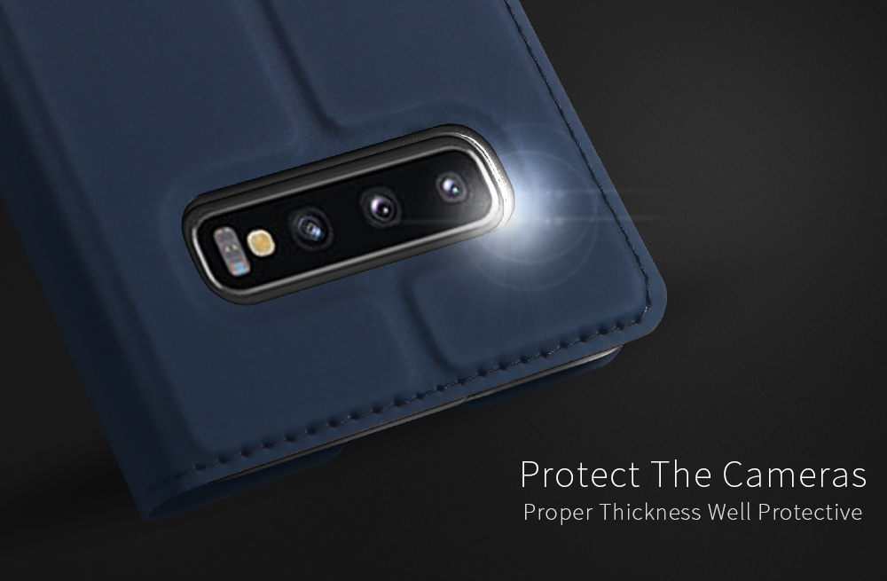 Dux Ducis Skin Pro -serie Für Samsung Galaxy S10 Plus PU Lederkartenhalter -telefongehäuse Mit Ständer - Schwarz